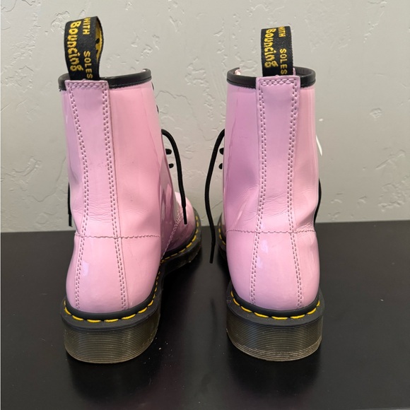 Dr Martens Lace Up Boots 1460 Pale Pink LUCIDO+PATENT LAMPER LEATHER SZ 10 - Picture 9 of 15